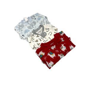 Baby Sleepers -1 Blue &‎ Grey, 1Cream with Bees, & 1Christmas Size 6-9 Month